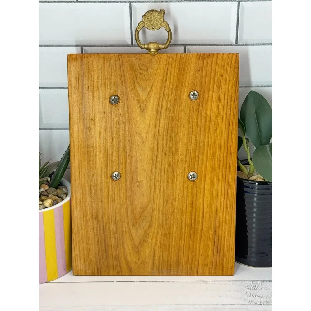 Vintage Wooden Wall Key Holder With Rooster Design & Top Hanger 3 Hooks